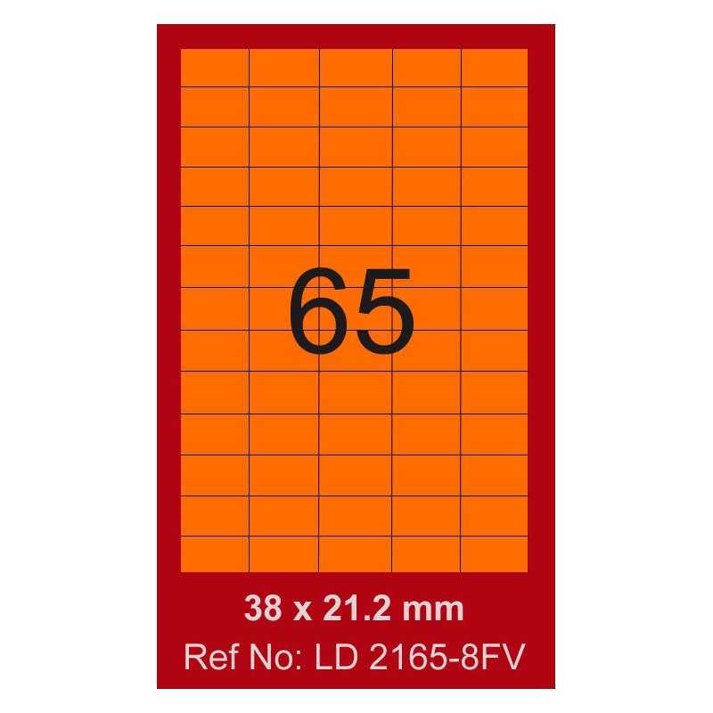 6500x Etiquettes LINDO 100/65E / 38 x 21.2 mm / Orange Fluo