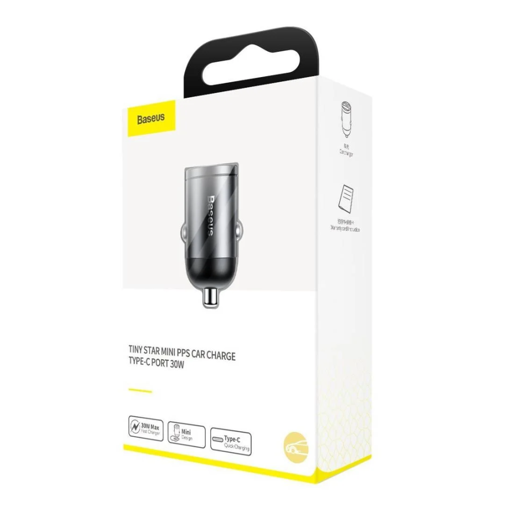 Chargeur de voiture Baseus Mini Tiny Star 2C PD 1x USB-C - Port USB-C 30W noir