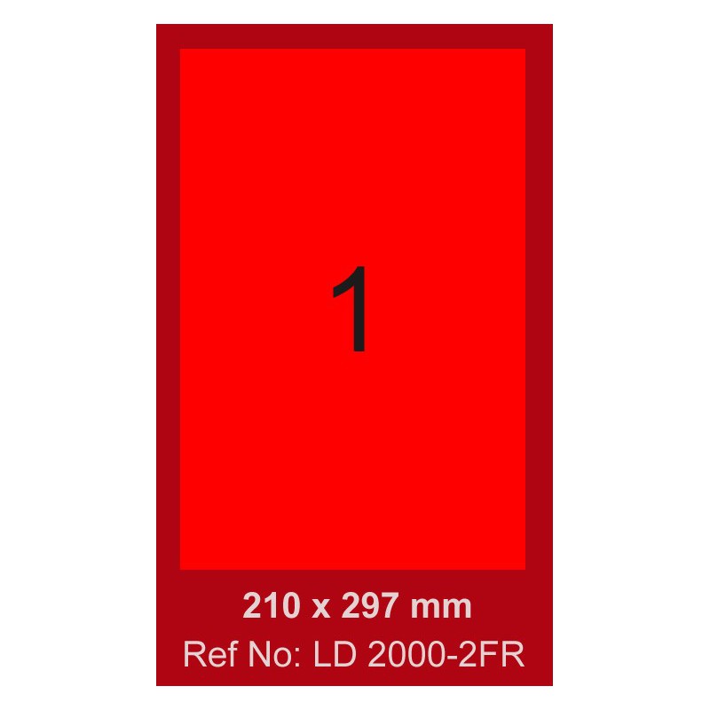 100x Etiquettes LINDO 100/1E / 210 x 297 mm / Rouge Fluo