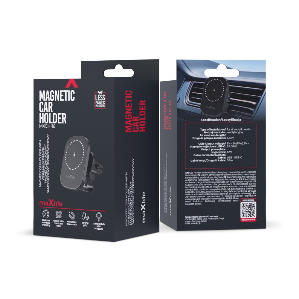 Support voiture magnétique pour grille d'aération Maxlife MXCH-16
