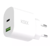 Chargeur mural KSIX 20 W / Power Delivery / Quick Charge / câble USB-C / blanc