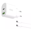 Chargeur mural KSIX 30 W / Power Delivery / Quick Charge / câble USB-C / blanc