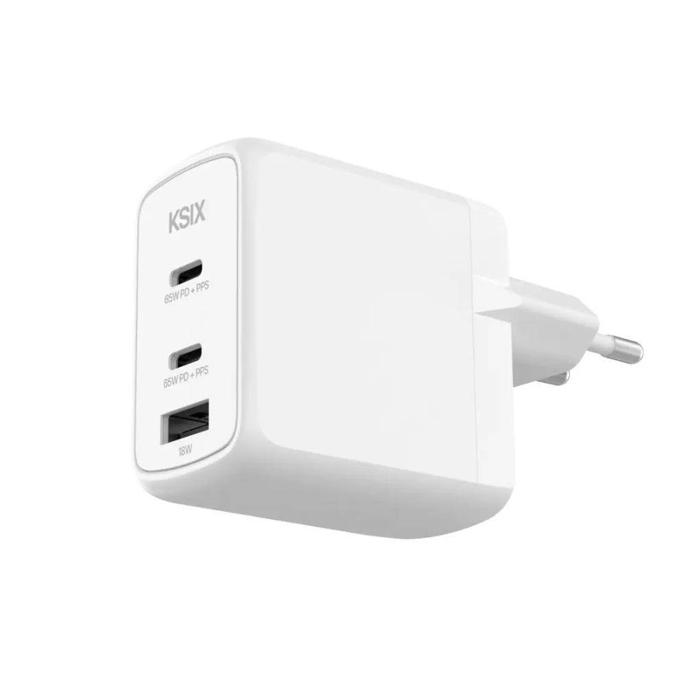 Chargeur mural KSIX 65 W / Power Delivery / Matériaux durables / blanc