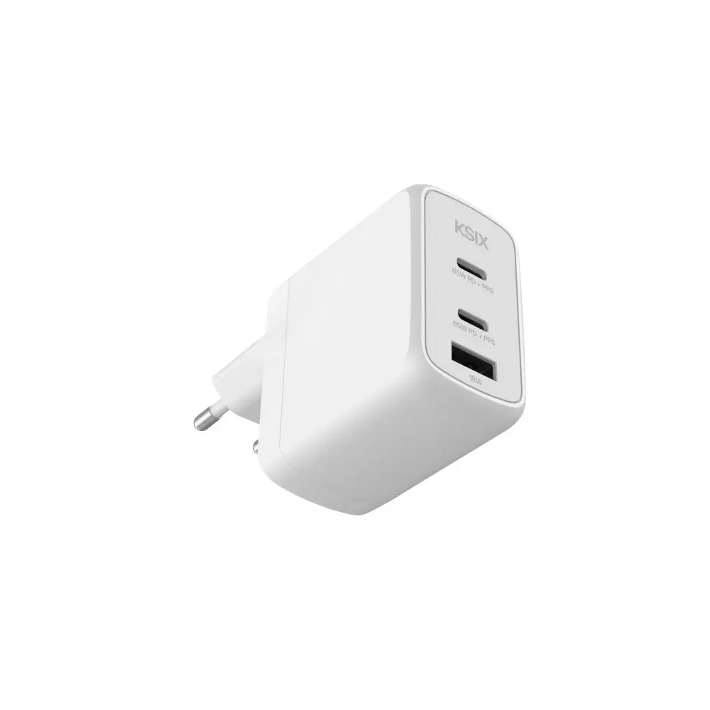 Chargeur mural KSIX 65 W / Power Delivery / Matériaux durables / blanc