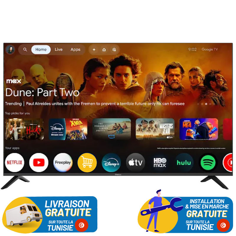 TV BIOLUX 65'' Smart TV UHD 4K + Récepteur intégré