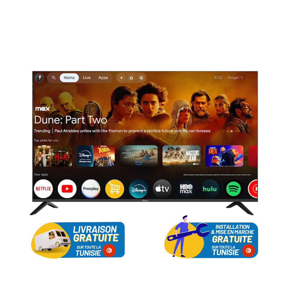 TV BIOLUX 65'' Smart TV UHD 4K + Récepteur intégré
