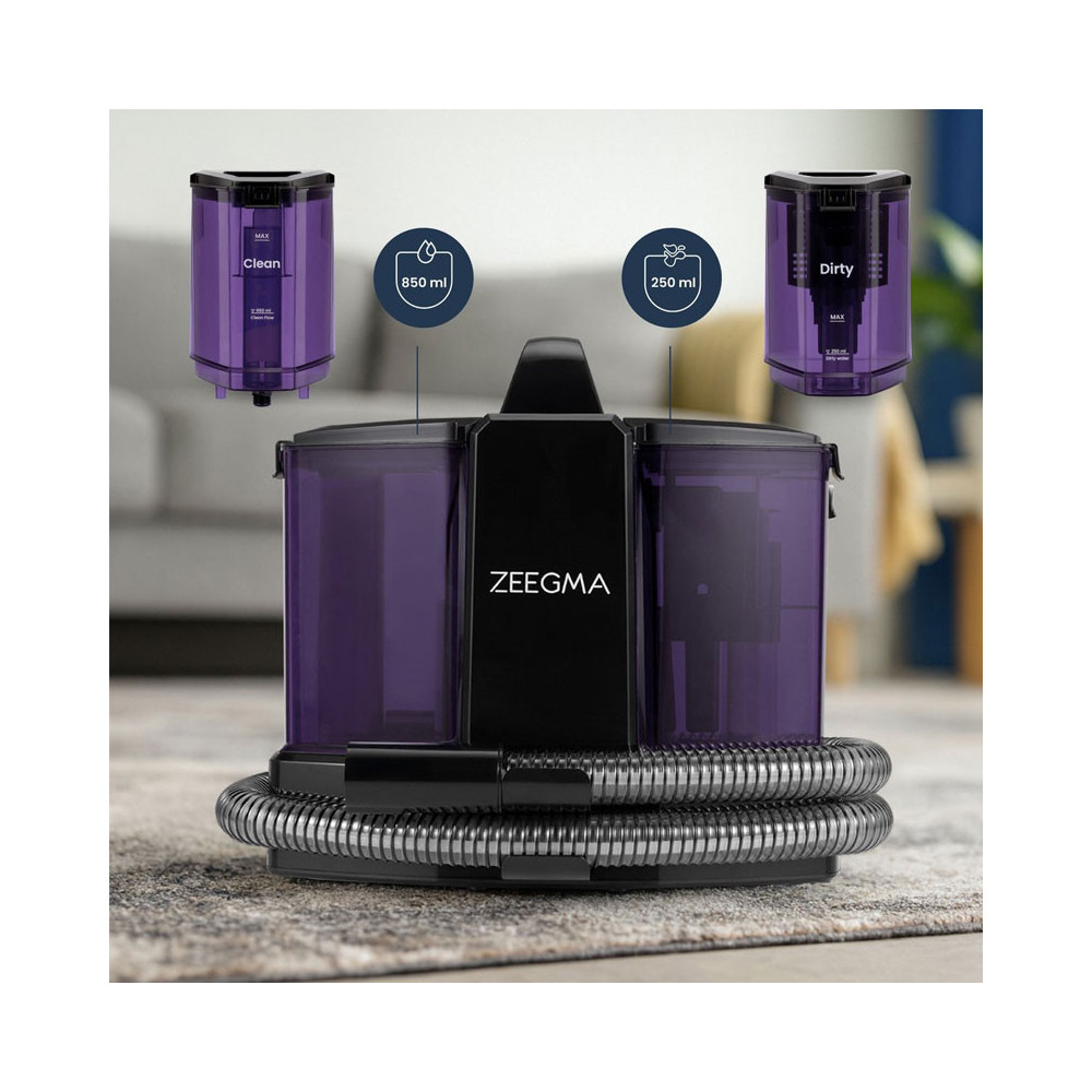 ASPIRATEUR ZEEGMA PRO EAU ET POUSSIERE 1.5 Litre Noir et Violet