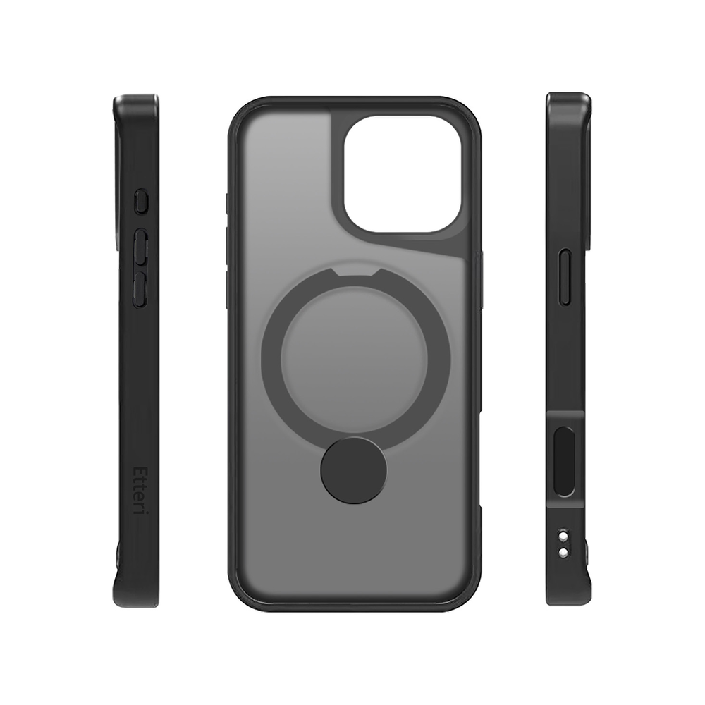 Coque Eteri Matt Magsafe Ring pour iPhone 16 Pro Max 6,9" / Noir