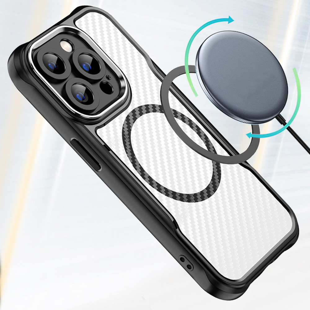 Coque Defender Carbon Magsafe pour iPhone 16 Pro Max 6,9" / Noir