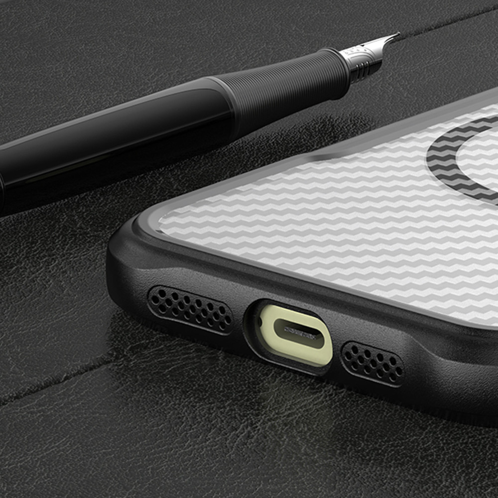 Coque Defender Carbon Magsafe pour iPhone 16 Pro Max 6,9" / Noir