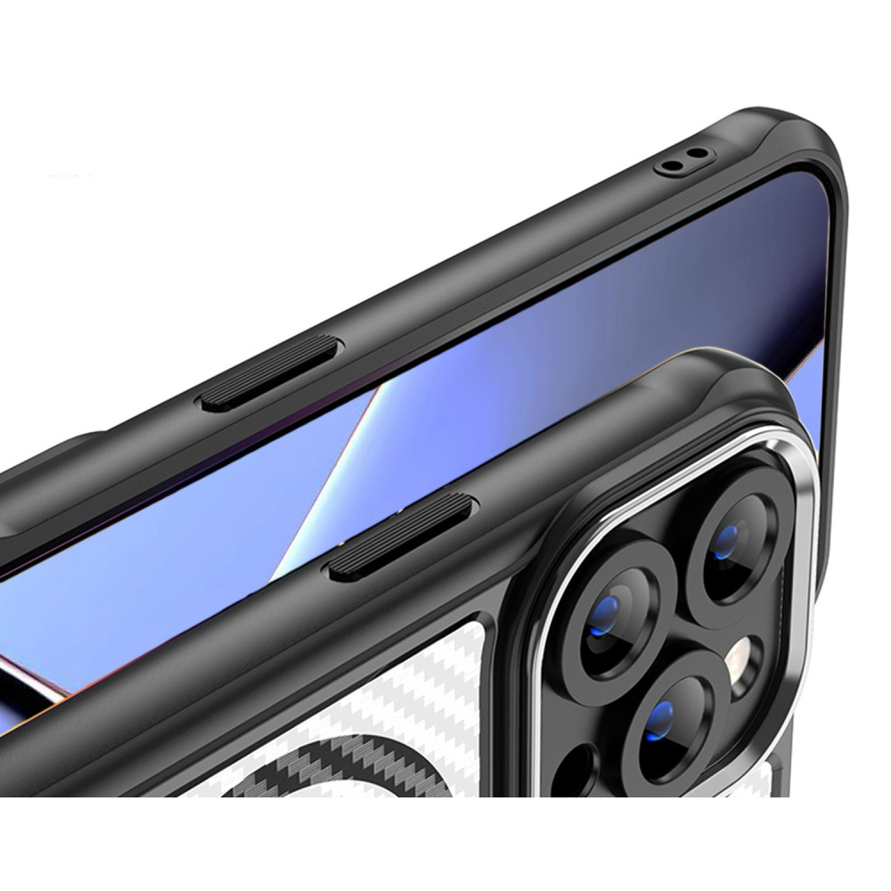Coque Defender Carbon Magsafe pour iPhone 16 Pro Max 6,9" / Noir
