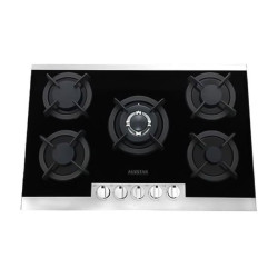 Plaque De Cuisson Encastrable AUXSTAR 5 Feux  / Noir et Silver