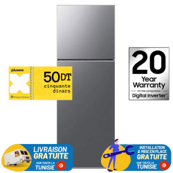 Réfrigérateur Samsung No Frost INVERTER Double Portes 308 Litres Silver / + Bon d'achat PLUXEE 50DT