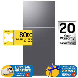 Réfrigérateur Samsung No Frost INVERTER Double Portes 388 Litres Silver + Bon d'achat PLUXEE 80DT