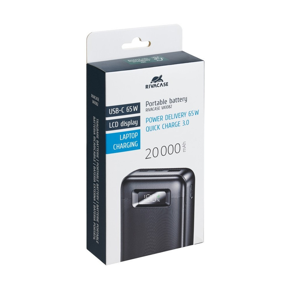Power Bank RivaCase 20000 mAh Charge Ultra Rapide PD 65W / Noir