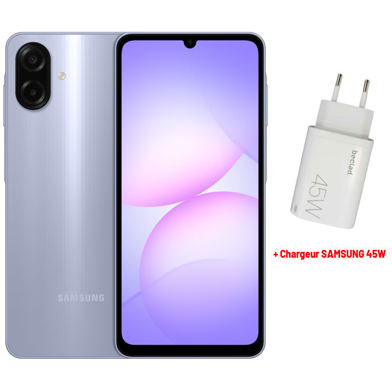 Samsung Galaxy A07 / 8 Go / 64 Go / Violet Avec Chargeur 45W