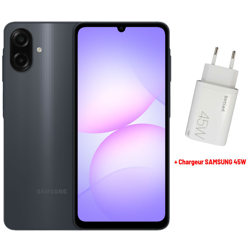Samsung Galaxy A07 / 12 Go / 128 Go / Noir Avec Chargeur 45W