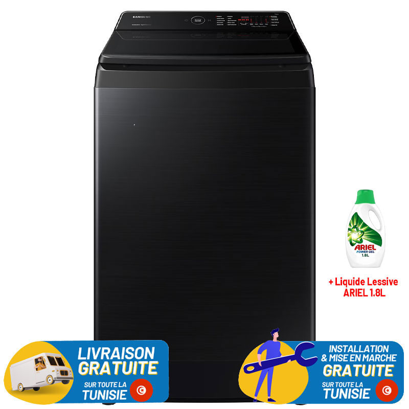 MACHINE À LAVER TOP SAMSUNG 13KG / NOIR CAVIAR + Liquide Lessive ARIEL 1.8L