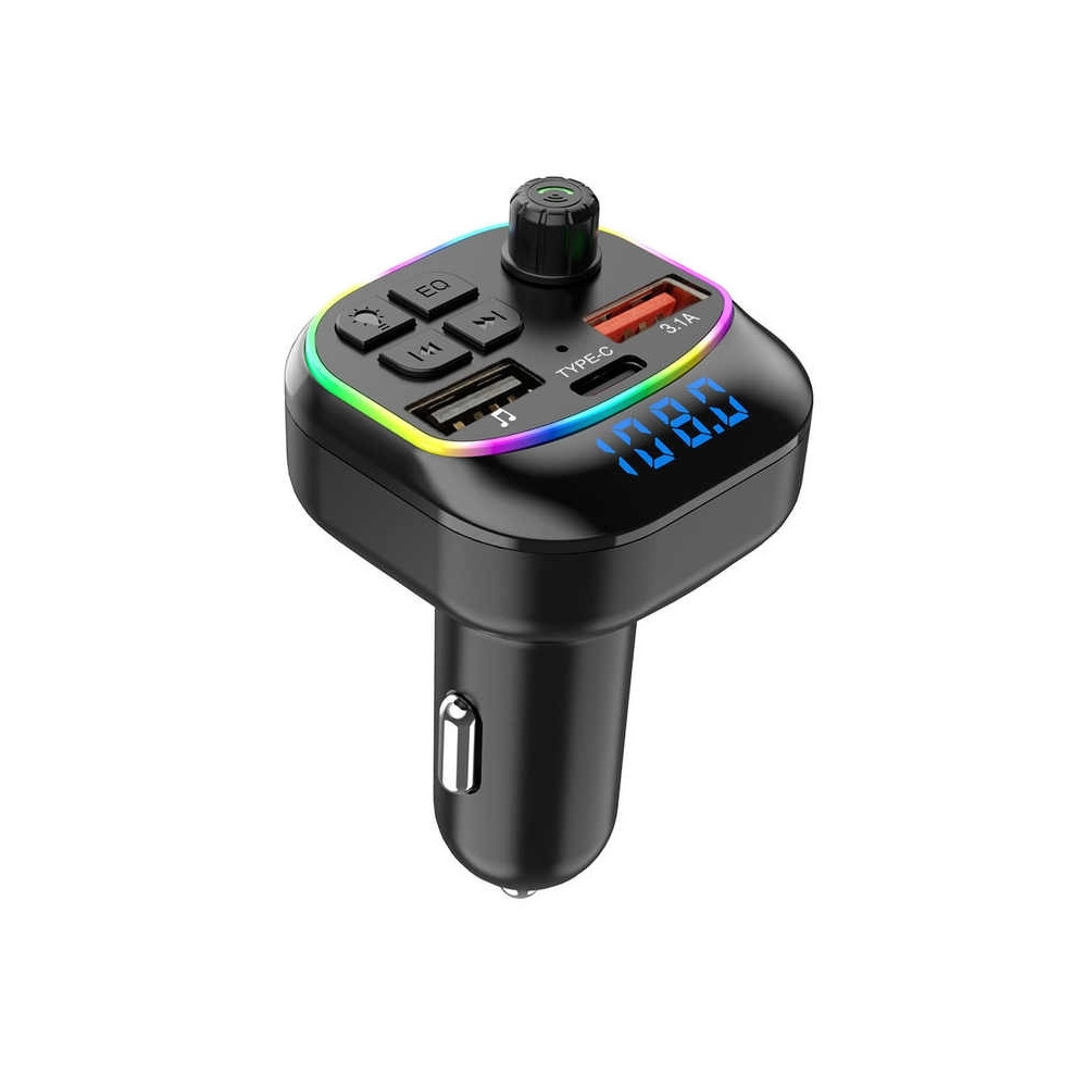 Transmetteur FM Bluetooth Pour Voiture avec Chargeur USB et Type-C M54 / Noir