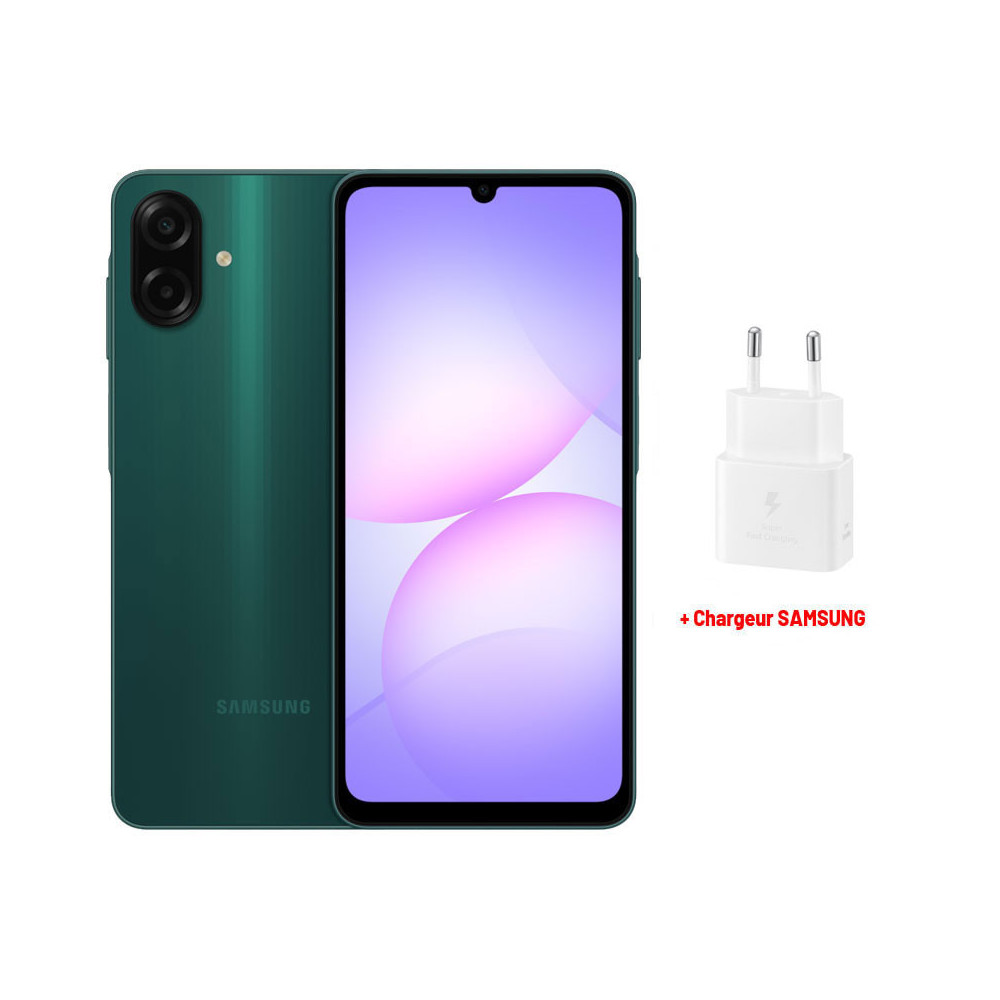 Samsung Galaxy A07 / 8 Go / 128 Go / Vert Avec Chargeur secteur et câble