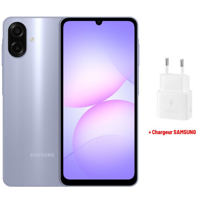 Samsung Galaxy A07 / 8 Go / 128 Go / Violet Avec Chargeur secteur et câble