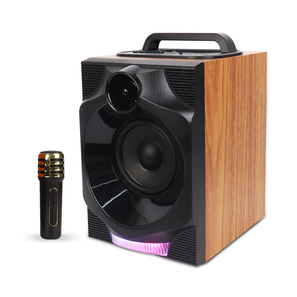 Haut-parleur Super grande Mega Extra / RGB / karaoké / 30W+MIC BT / MARRON