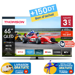 TV Thomson 65" QLED Pro - Google TV avec Récepteur Intégré + 150DT Bon D'achat