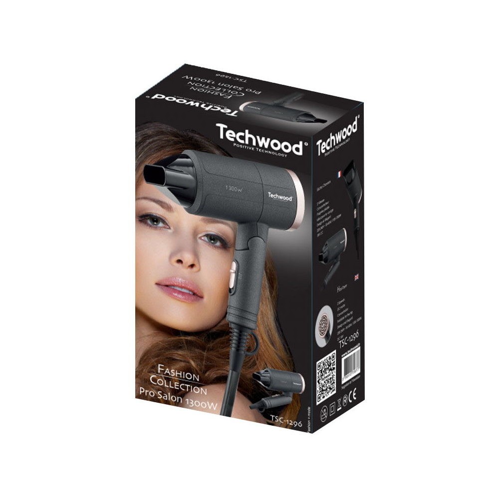 Sèche Cheveux Pro TECHWOOD 1300W / Noir / TSC-1296