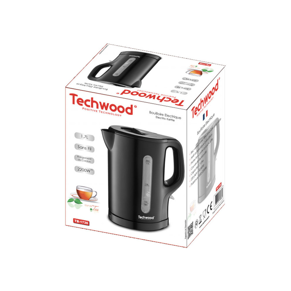 BOUILLOIRE TECHWOOD TB-1736 1.7L - NOIR 1850-2200W