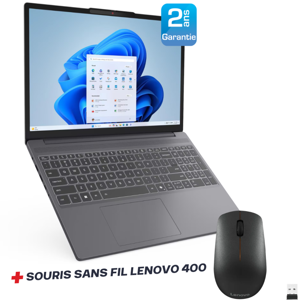 Pc Portable Lenovo IdeaPad Slim 3 15IRH10 / i5-13420H / 8 Go DDR5 / 512 Go SSD / Gris Avec Souris Sans Fil Lenovo 400