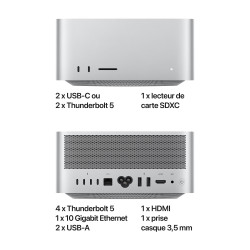 Apple Mac Studio M4 Max 2025 / 36 Go / 512 Go SSD / Argent