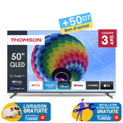 TV Thomson 50" 4K UHD QLED Side Feet - Google TV avec Récepteur Intégré + 50DT Bon d'achat