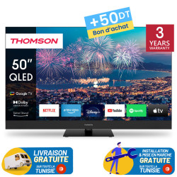 TV Thomson 50" QLED Plus Google TV avec Récepteur intégré + 50DT Bon d'achat