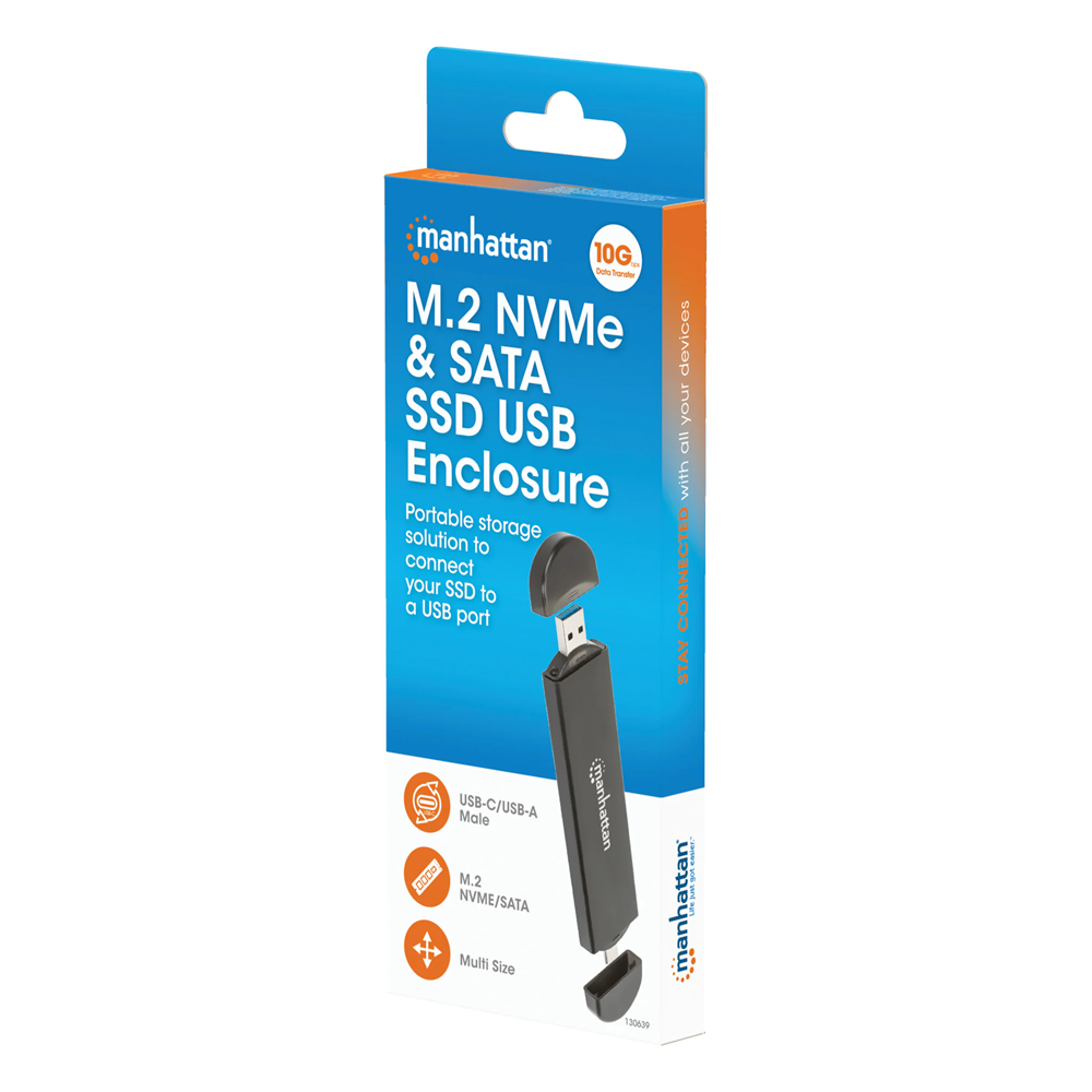 Boîtier USB M.2 NVMe et SATA SSD Manhattan / Noir