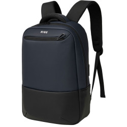 SAC A DOS RISE 16.1'' AVEC PORT USB INTEGRE( USB A + TYPE C) / IMPERMEABLE / Noir et Bleu