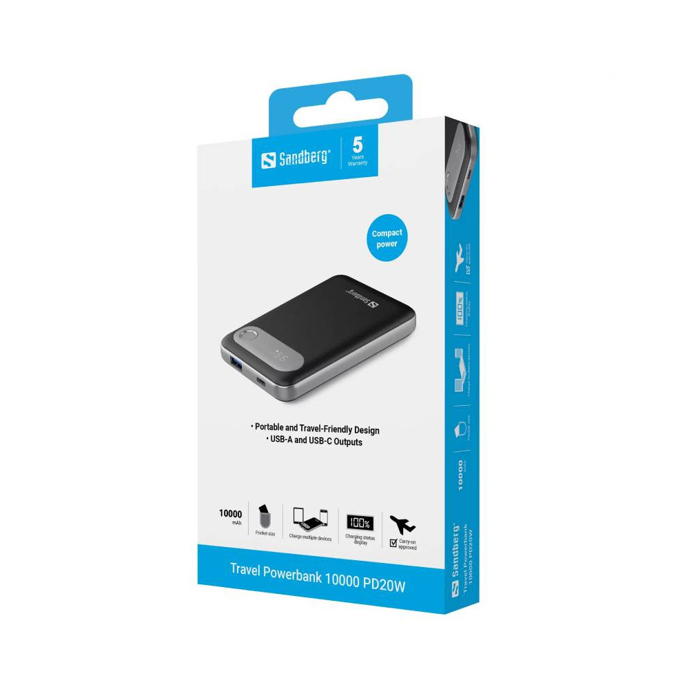 Power Bank SANDBERG 10000 mAh / Noir
