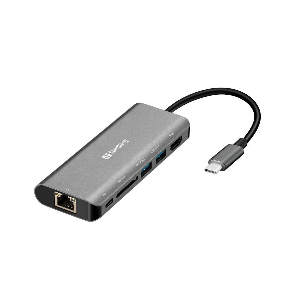 Station d'accueil SANDBERG Dock USB-C HDMI + LAN + SD + USB 100W / Gris