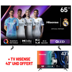 TV HISENSE 85'' QLED UHD 4K Smart TV + TV HISENSE 43" UHD OFFERT