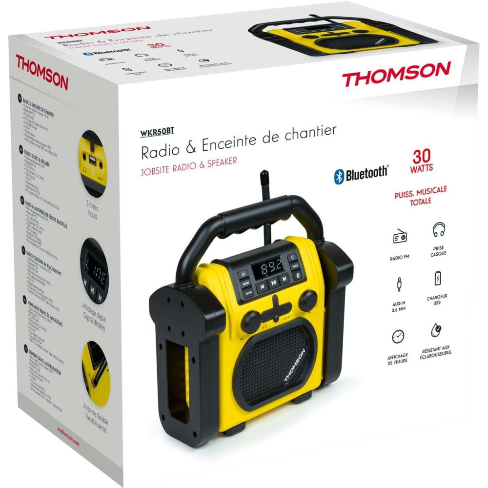 Radio et Enceinte Sans fil THOMSON WKR50BT De Chantier / Jaune