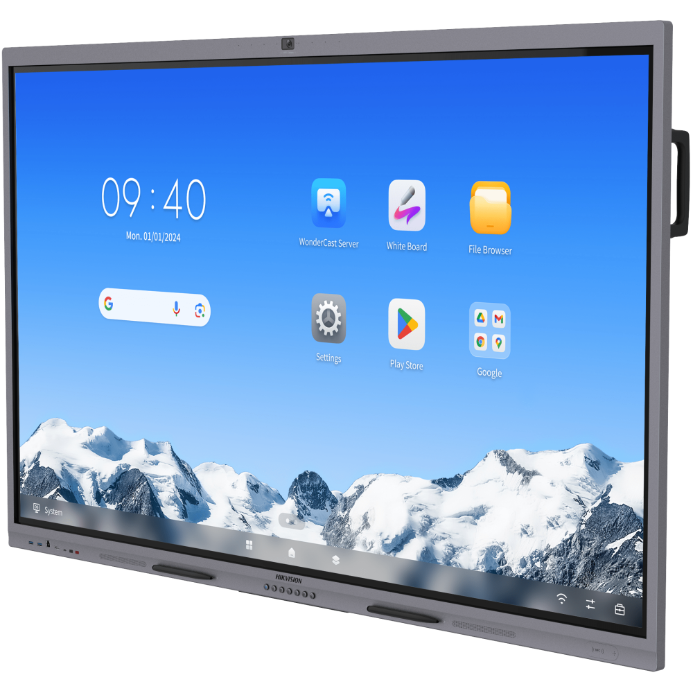 ÉCRAN Interactif HIKVISION 65" UHD 4K / 60Hz VA 5ms / 8GB 128GB Android 14 / WiFi HDMI-VGA-USB-Type C / Caméra Intégrée EDLA