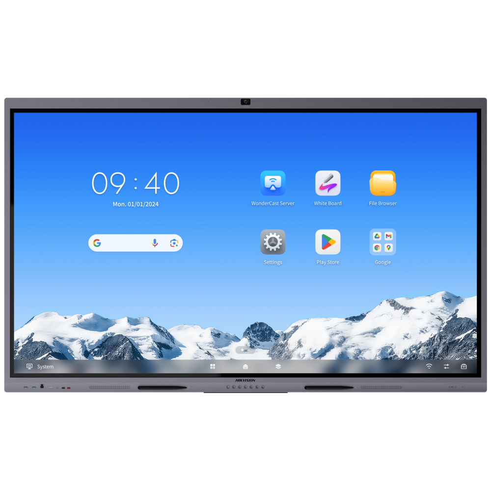 ÉCRAN Interactif HIKVISION 86" UHD 4K / 60Hz VA 5ms / 8GB 128GB Android 14 / WiFi HDMI-VGA-USB-Type C / Caméra Intégrée EDLA