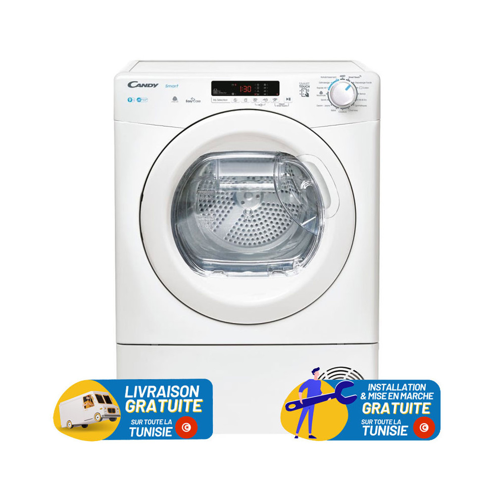 Sèche linge à condensation Candy CSEC9DE-47 / 9 Kg / Blanc