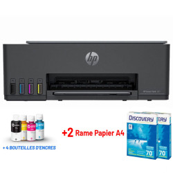 Imprimante HP 3en1 SMART TANK 581 COULEUR / WI-FI + 4 Bouteilles d'encre HP Incluses + 2x Rame papier A4 (RPD70)