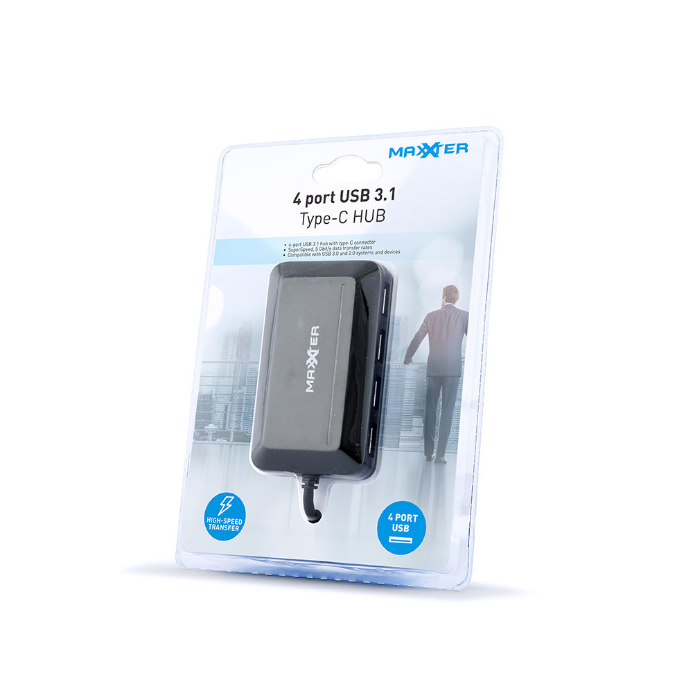 HUB USB GEMBIRD 3.1 Type-C 4 ports (4x USB type A, femelle)