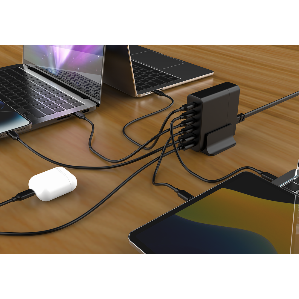 Chargeur rapide GEMBIRD USB GaN 75 W à 6 ports / noir
