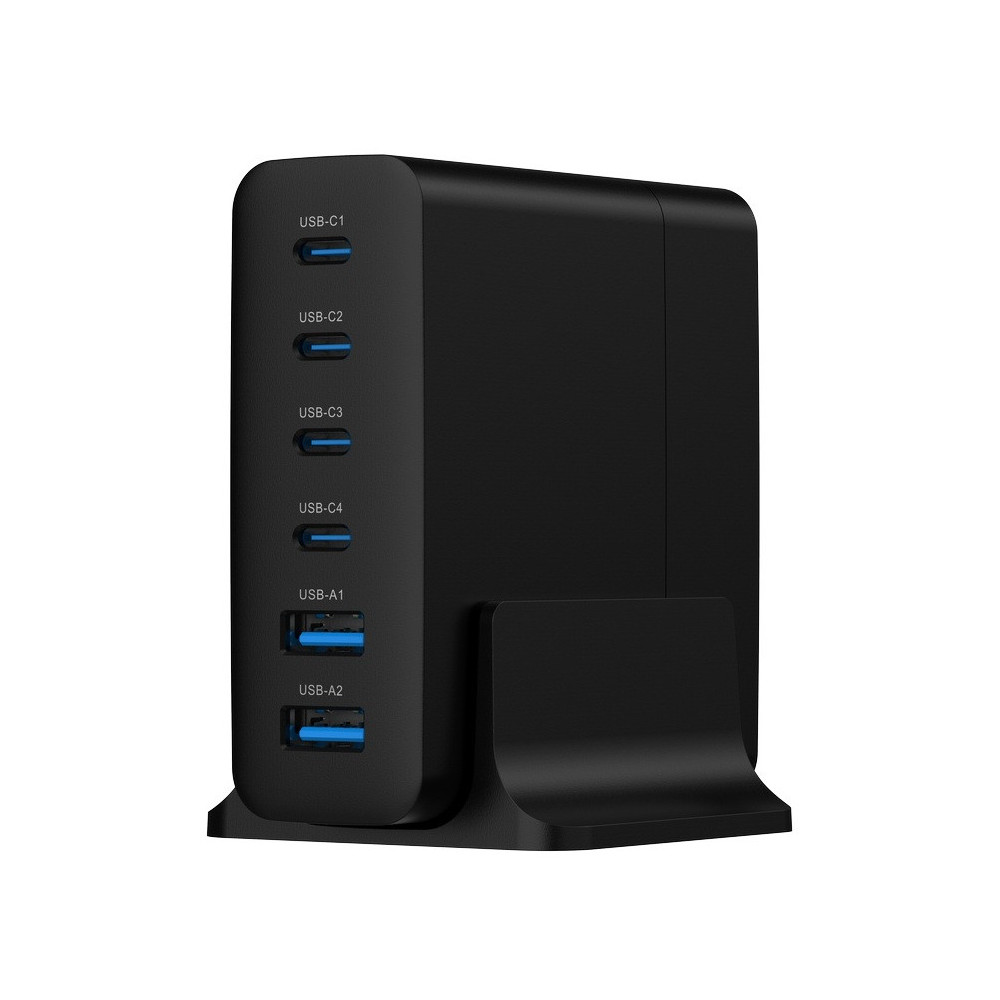 Chargeur rapide GEMBIRD USB GaN 75 W à 6 ports / noir
