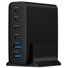 Chargeur rapide GEMBIRD USB GaN 75 W à 6 ports / noir