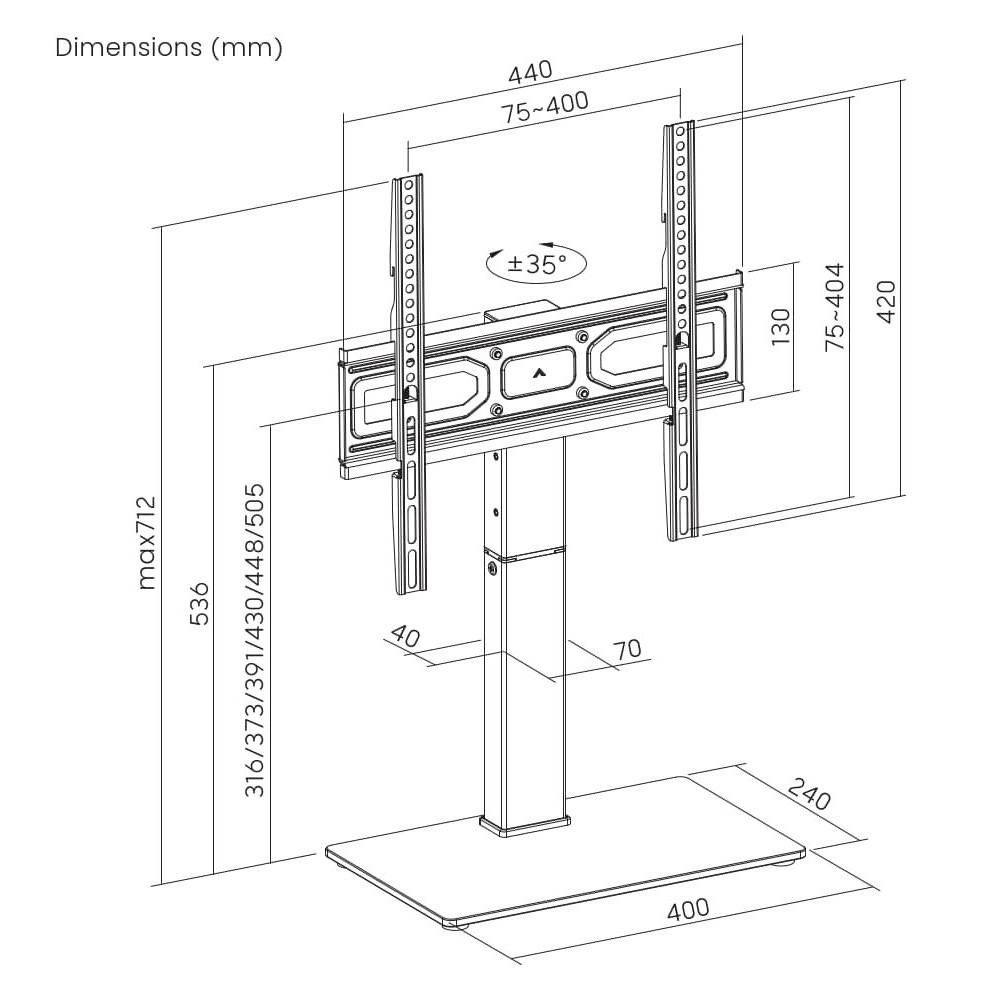 SUPPORT TV GEMBIRD de table (pivotant) / 23"- 65 "