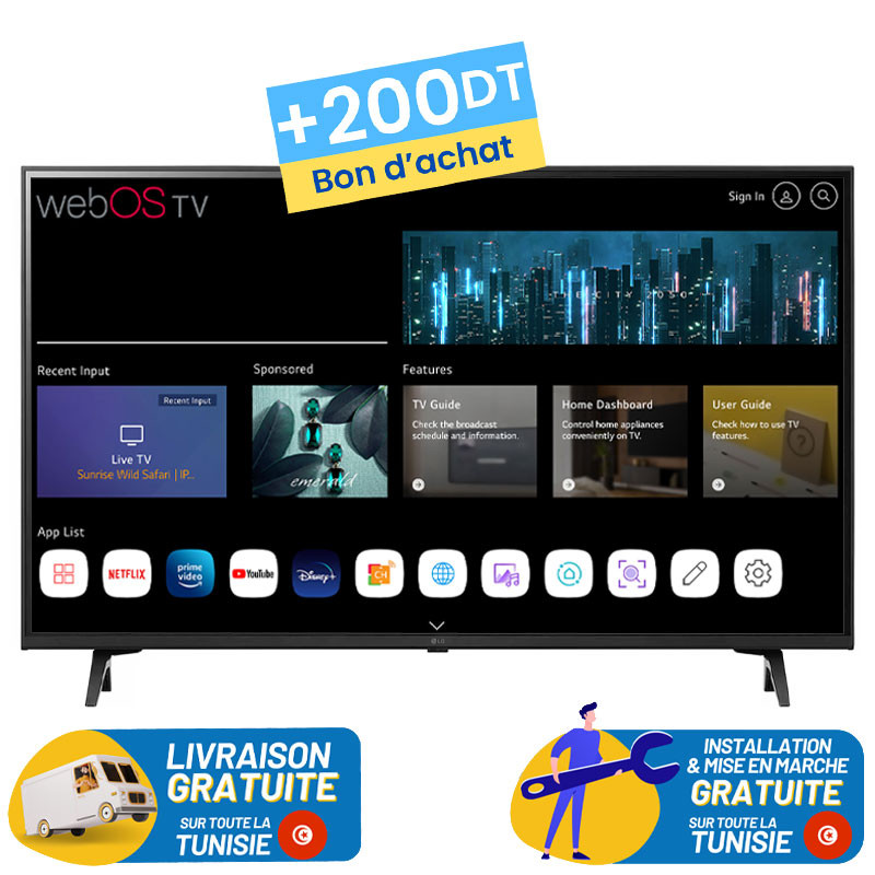 TELEVISEUR LG 65" UHD 4K UT80 SMART TV / 65UT80006LA + 200 DT Bon d'achat
