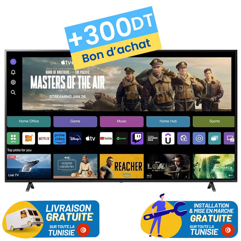 Téléviseur LG 65" NanoCell SMART 4k UHD / 65NANO80T6A + 300 DT Bon d'achat